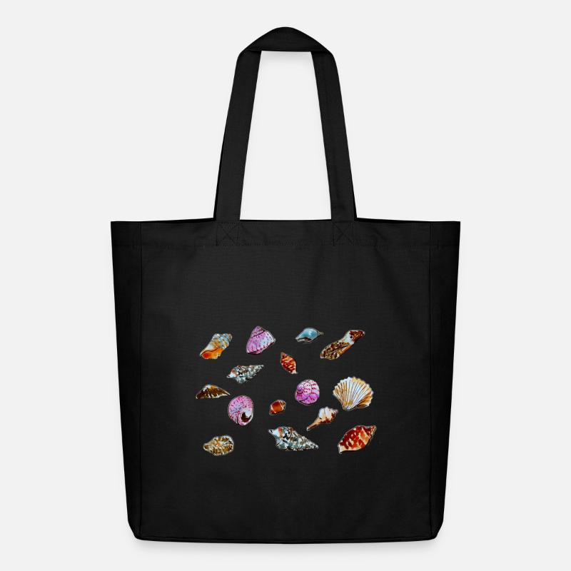 Colourful Seashells Marine Pattern - Midweight Recycled Tote Bag by Stanley/Stella - black