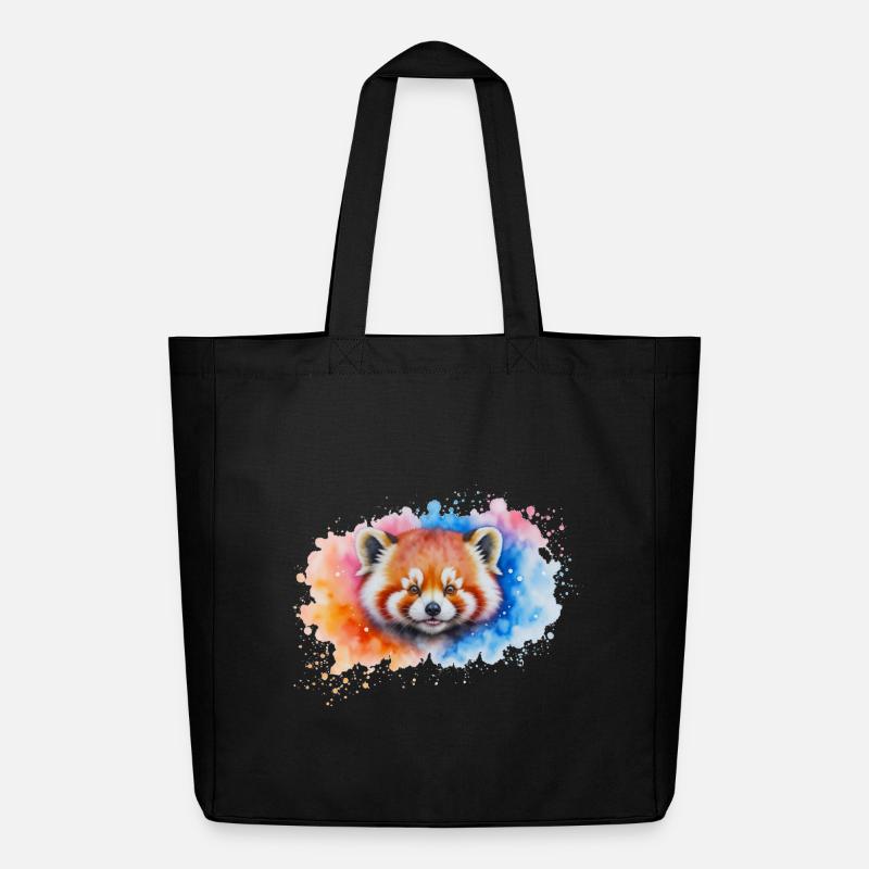 Wasserfarbener Roter Panda Splash - Midweight recycelter Stoffbeutel von Stanley/Stella - Schwarz