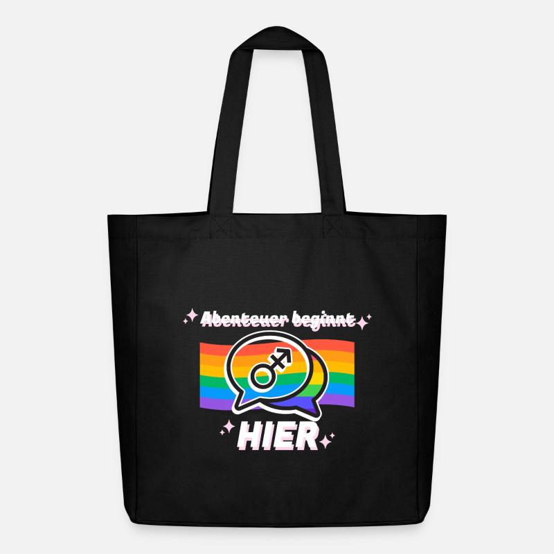 Abenteuer beginnt hier Pride Symbol - Midweight recycelter Stoffbeutel von Stanley/Stella - Schwarz