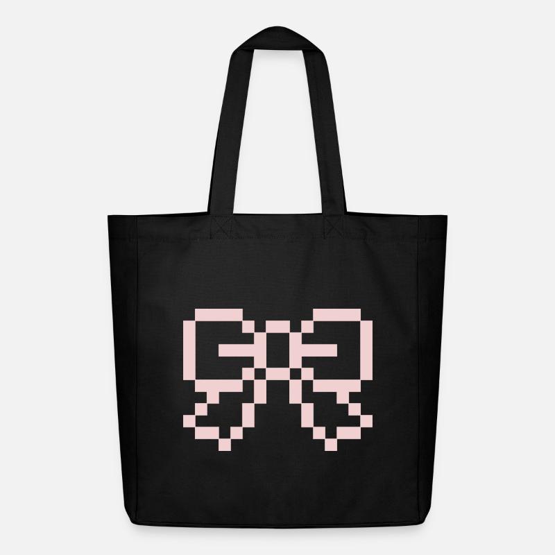Pink Pixel Bow - Midweight recycelter Stoffbeutel von Stanley/Stella - Schwarz