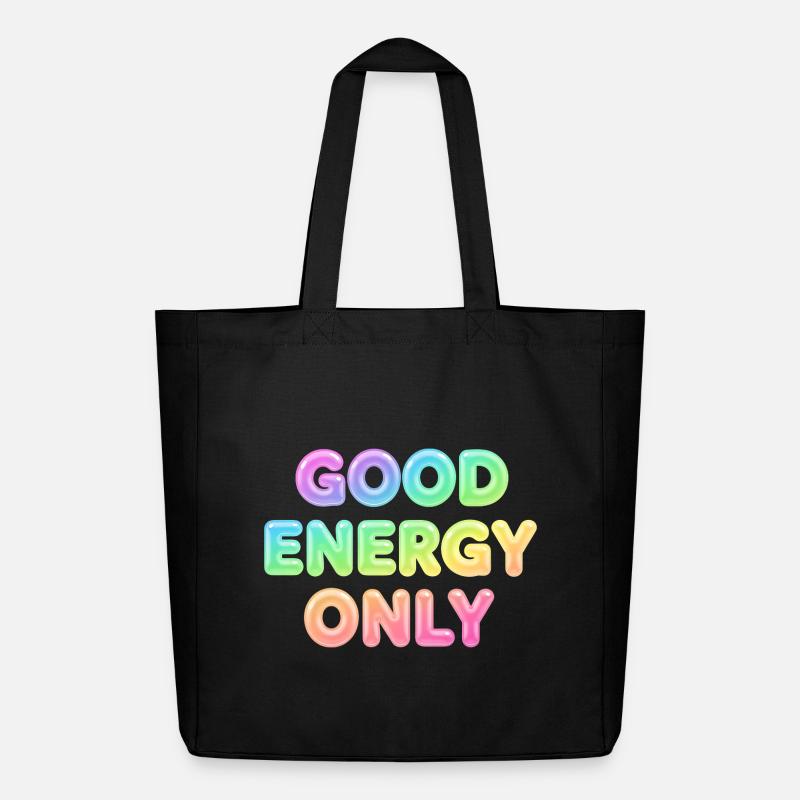 Good Energy Only – Positive Statement Typografie - Midweight recycelter Stoffbeutel von Stanley/Stella - Schwarz