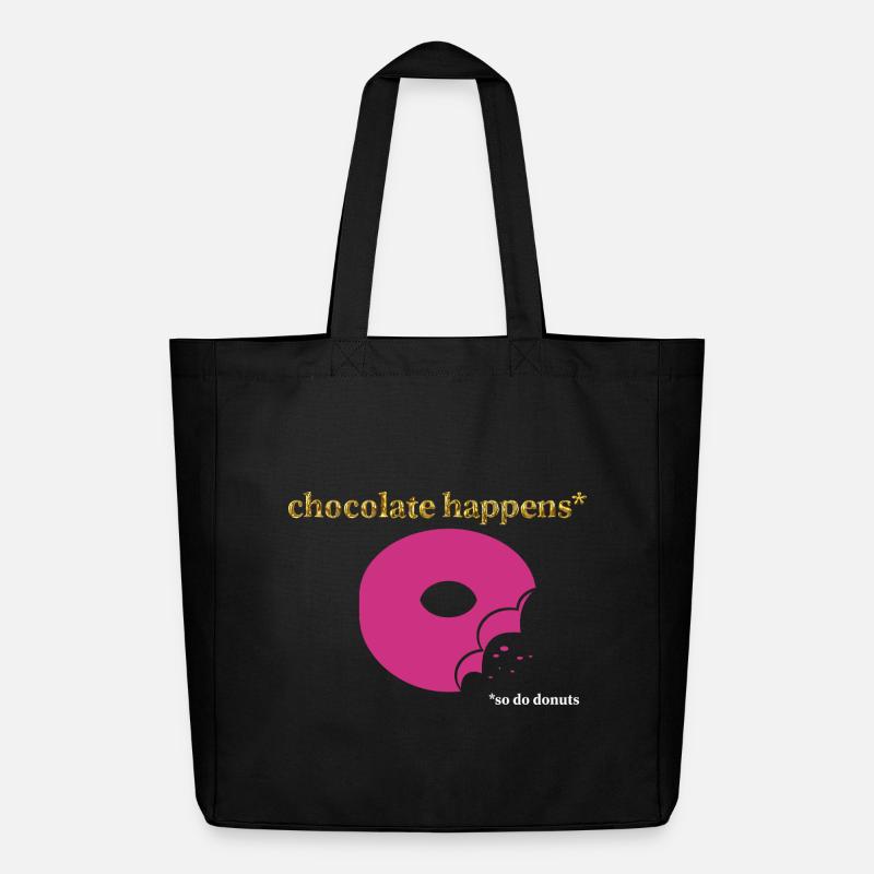 Pink Donut mit Schoko-Akzent - Midweight recycelter Stoffbeutel von Stanley/Stella - Schwarz