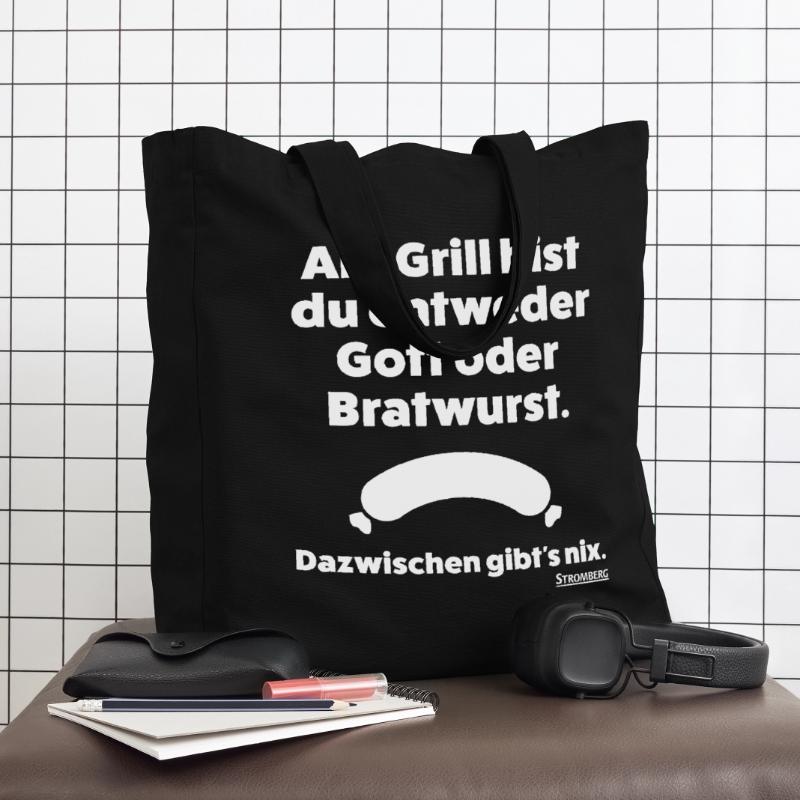 Stromberg Spruch Grill Gott Oder Bratwurst Midweight recycelter Stoffbeutel von Stanley/Stella