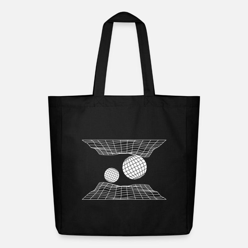Futuristic Grid Space Spheres Design - Midweight Recycled Tote Bag by Stanley/Stella - black