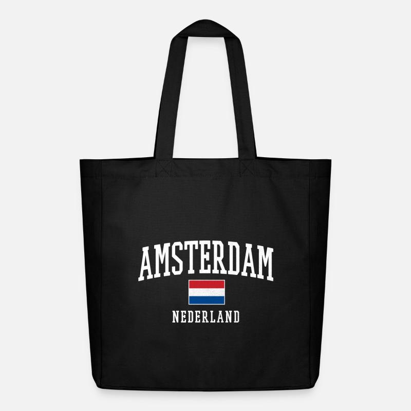 Conception du drapeau Amsterdam NL - Tote bag Stanley/Stella Midweight recyclé - noir