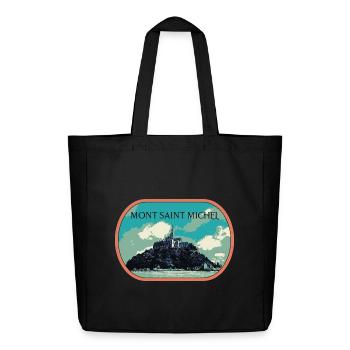 Illustration en bleu et vert du Mont Saint Michel - Tote bag Stanley/Stella Midweight recyclé - noir - Devant