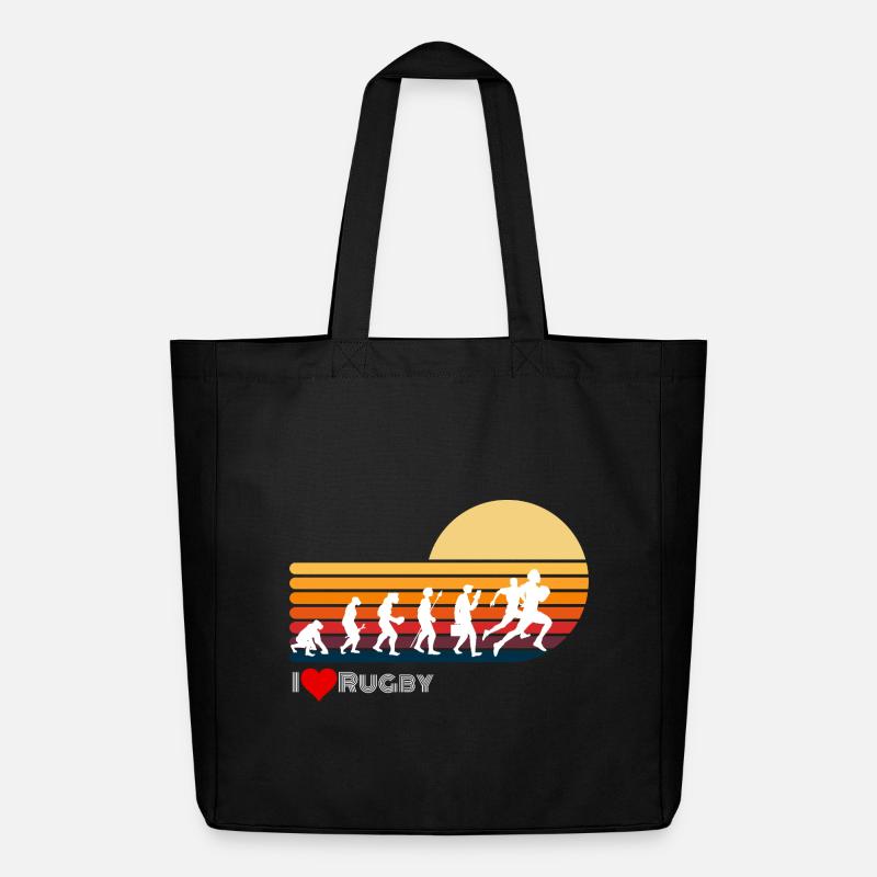 Rugby Retro Evolution Sonnenuntergang - Midweight recycelter Stoffbeutel von Stanley/Stella - Schwarz