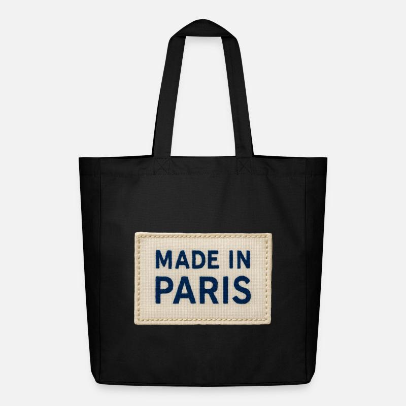 Made in Paris Fabric Patch - Midweight Recycled Tote Bag by Stanley/Stella - black