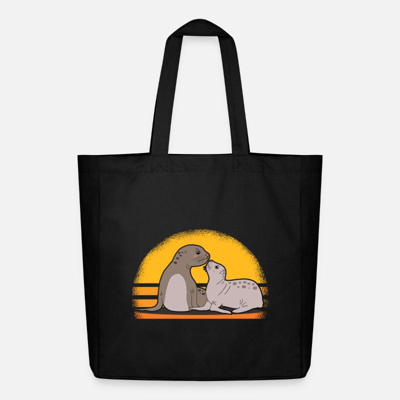 Sceau avec bébé mignon phoques cadeau - Tote bag Stanley/Stella Midweight recyclé - noir