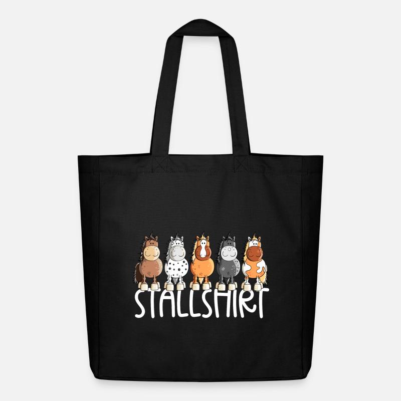 Drolliges Pferde Stallshirt Pferdestall - Midweight recycelter Stoffbeutel von Stanley/Stella - Schwarz
