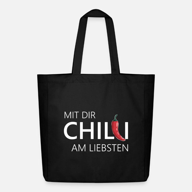 mit dir chilli am liebsten chili chillen - Midweight recycelter Stoffbeutel von Stanley/Stella - Schwarz