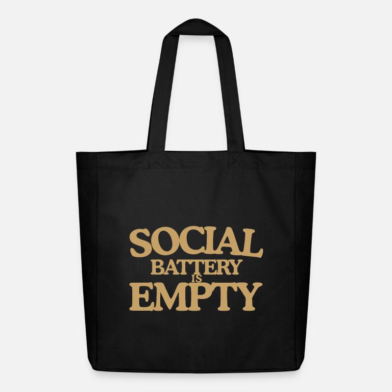 Social Battery is empty Retro Spruch Design - Midweight recycelter Stoffbeutel von Stanley/Stella - Schwarz