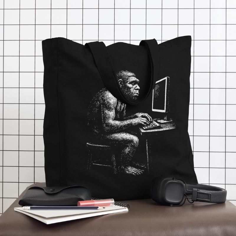 Digital Coder Homo Erectus gift Midweight Recycled Tote Bag by Stanley/Stella