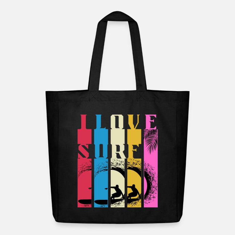 Multicolored Surf Waves - Midweight Recycled Tote Bag by Stanley/Stella - black