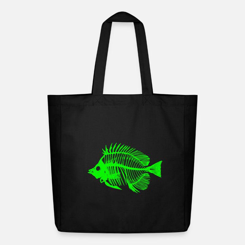Leuchtender Fisch Skeleton Design - Midweight recycelter Stoffbeutel von Stanley/Stella - Schwarz