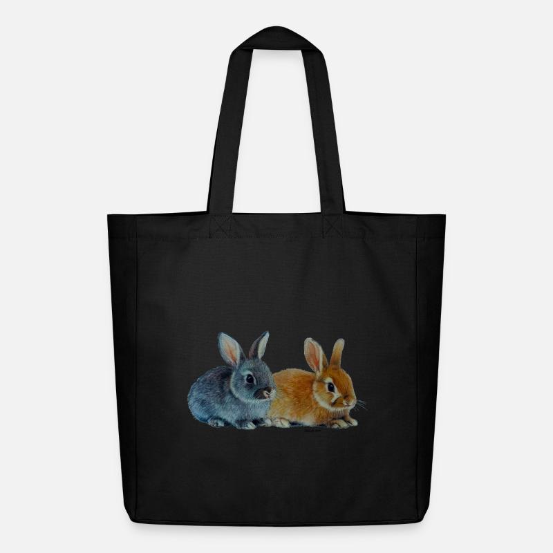 Hasen - Ostern - Midweight recycelter Stoffbeutel von Stanley/Stella - Schwarz
