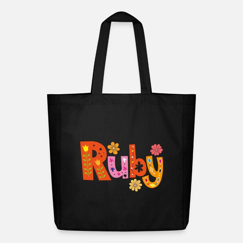 Personalisierter Ruby-Name - Midweight recycelter Stoffbeutel von Stanley/Stella - Schwarz