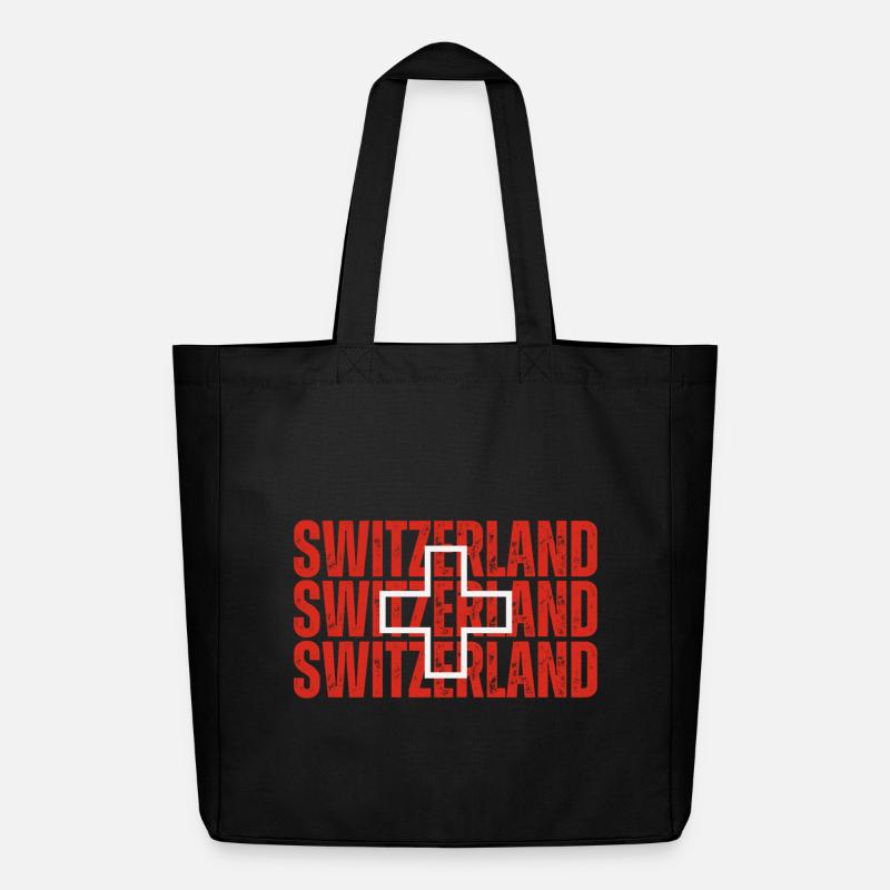 Flagge der Schweiz, Schweizer Stolz - Midweight recycelter Stoffbeutel von Stanley/Stella - Schwarz