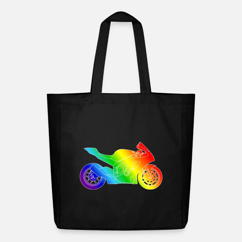 Supersport Motorrad in Regenbogenfarben - Midweight recycelter Stoffbeutel von Stanley/Stella - Schwarz