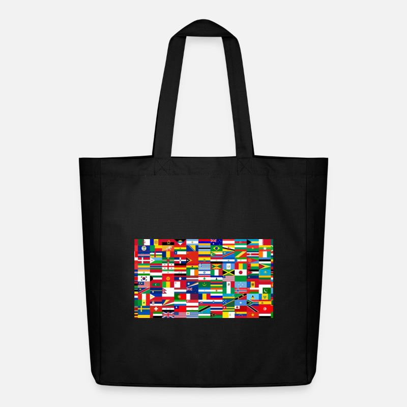 Drapeaux du monde collage coloré - Tote bag Stanley/Stella Midweight recyclé - noir