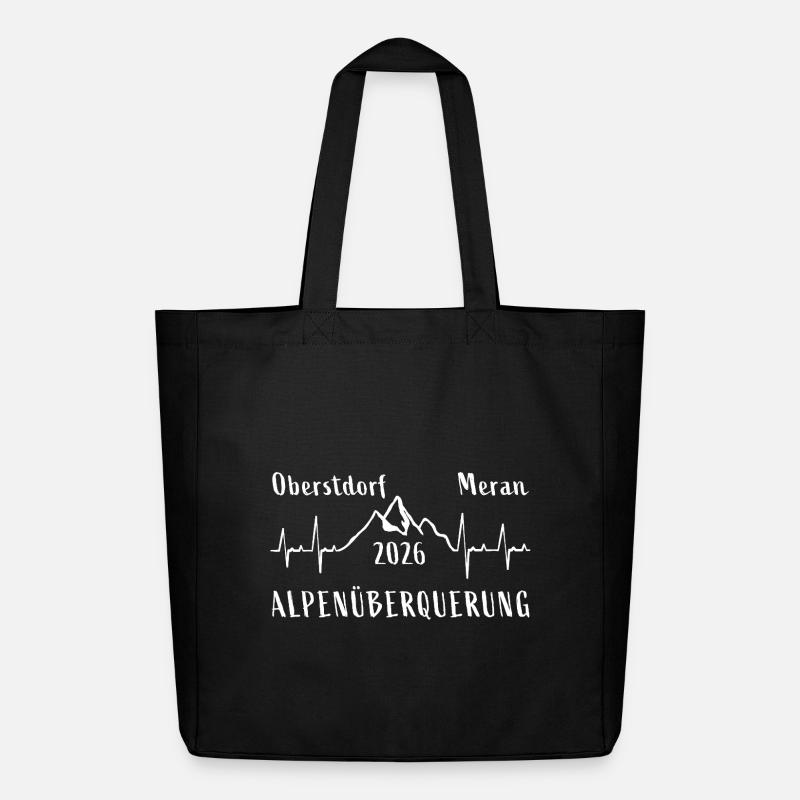 Alpenüberquerung 2026 Oberstdorf Meran E5 - Midweight recycelter Stoffbeutel von Stanley/Stella - Schwarz