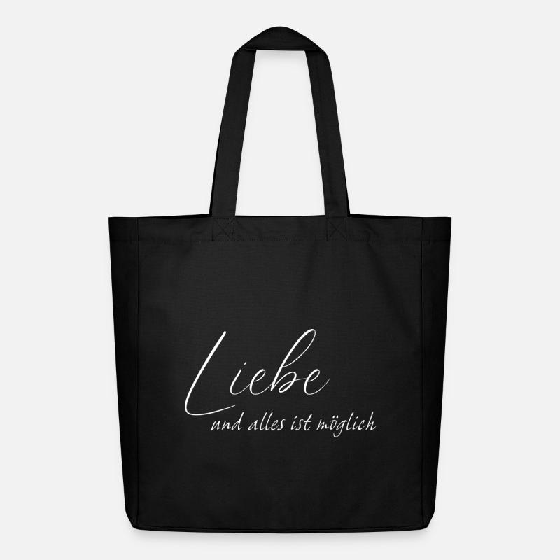 Liebe und alles ist möglich - Midweight recycelter Stoffbeutel von Stanley/Stella - Schwarz