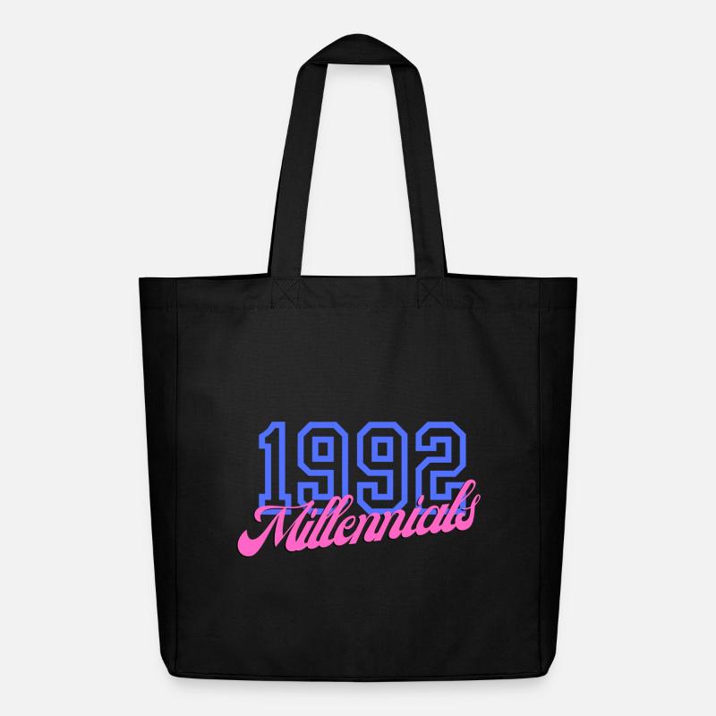 Retro 1992 Millennial Numeric Design - Midweight Recycled Tote Bag by Stanley/Stella - black