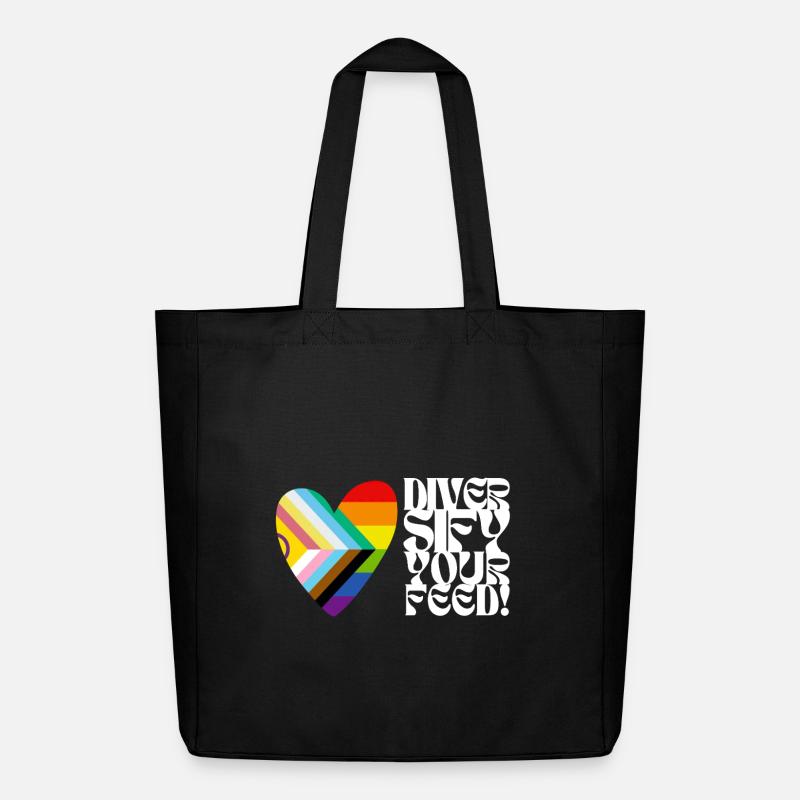 🌈♿ Diversify Your Feed–Progress Pride&Disability - Midweight Recycled Tote Bag by Stanley/Stella - black