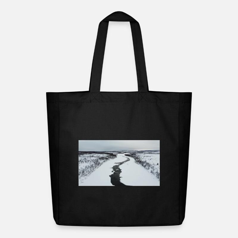 Une rivière sinueuse dans un paysage enneigé - Tote bag Stanley/Stella Midweight recyclé - noir