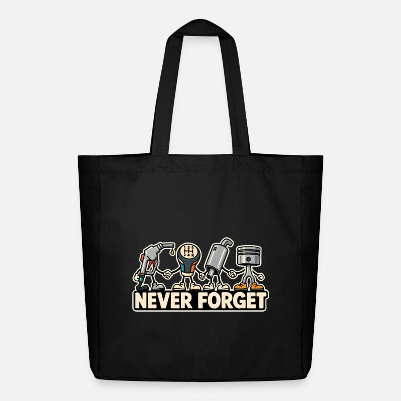 Never Forget – Combustion Engine Car Retro Design - Midweight Recycled Tote Bag by Stanley/Stella - black