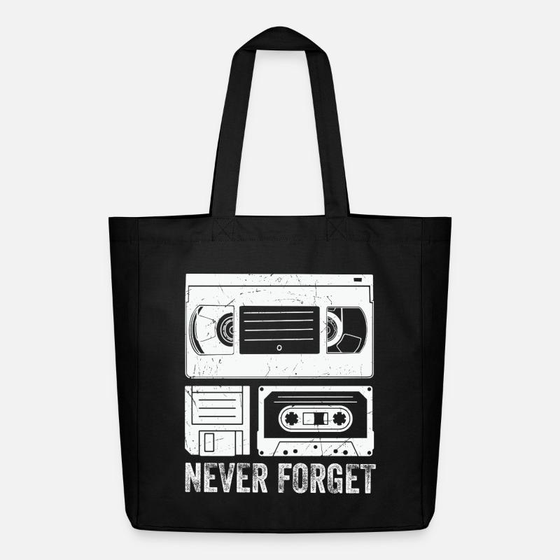 Vintage Cassette Tape Never Forget - Midweight recycelter Stoffbeutel von Stanley/Stella - Schwarz