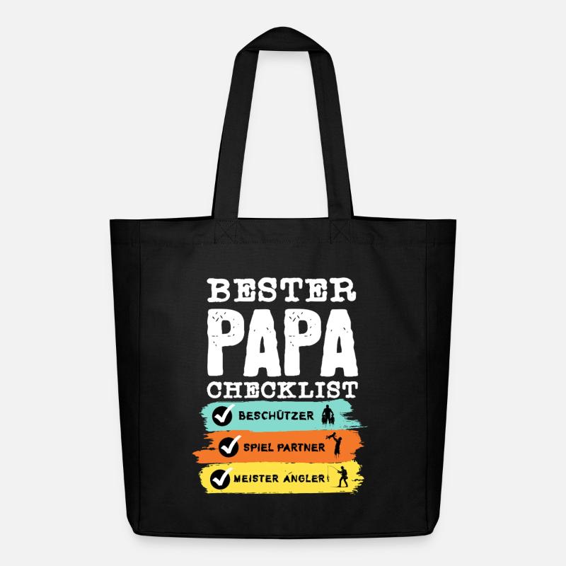 Angler Papa - Bester Papa Checklist - Midweight recycelter Stoffbeutel von Stanley/Stella - Schwarz