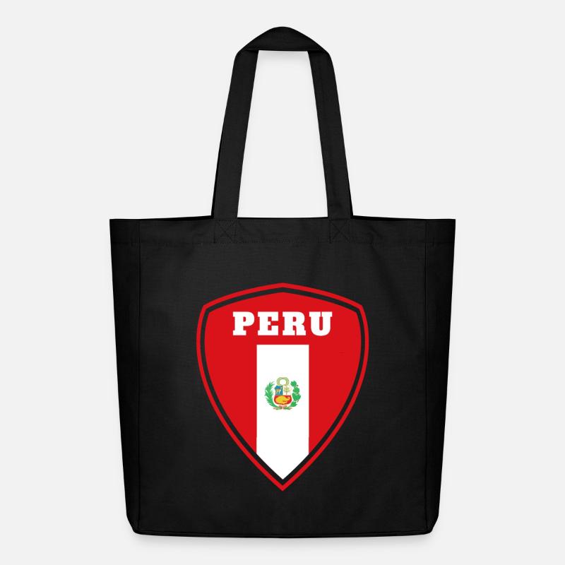 Peru Wappen / Geschenk Südamerika Flagge Lima - Midweight recycelter Stoffbeutel von Stanley/Stella - Schwarz