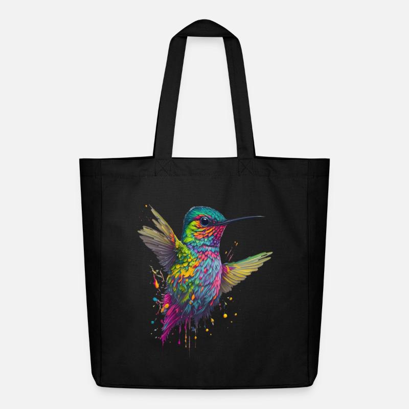 Explosion de couleurs Hummingbird Artwork - Tote bag Stanley/Stella Midweight recyclé - noir