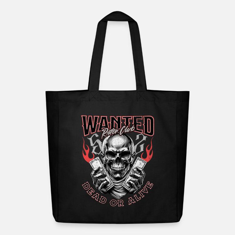 Wanted Biker Skull Dead or Alive Motorrad Chopper - Midweight recycelter Stoffbeutel von Stanley/Stella - Schwarz