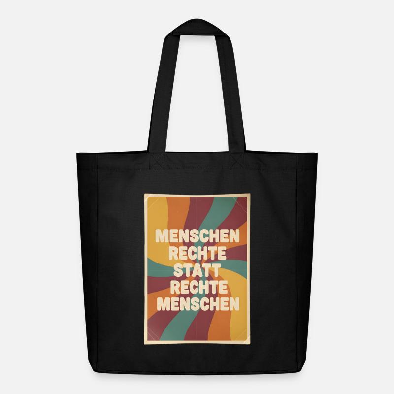 Menschenrechte statt rechte Menschen Retro - Midweight recycelter Stoffbeutel von Stanley/Stella - Schwarz