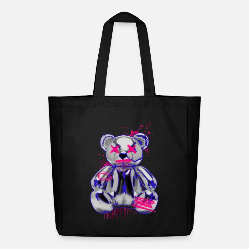 Gothic Teddy Bär mit Graffiti Neon Look - Midweight recycelter Stoffbeutel von Stanley/Stella - Schwarz