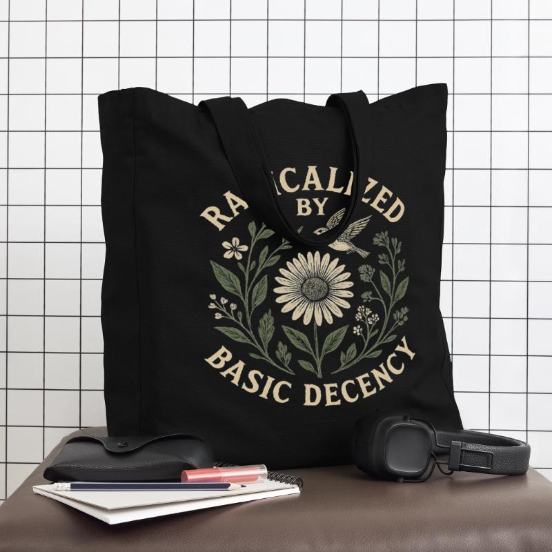 Radicalized by Basic Decency Statement Trend Midweight Recycled Tote Bag by Stanley/Stella