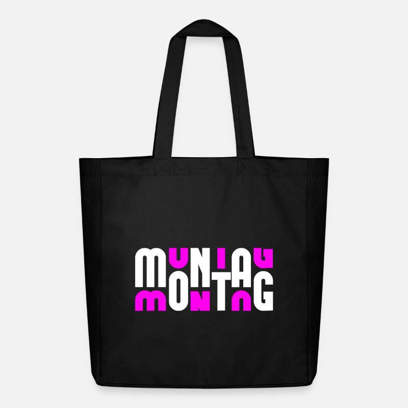 Montag Weiß/Pink - Midweight recycelter Stoffbeutel von Stanley/Stella - Schwarz