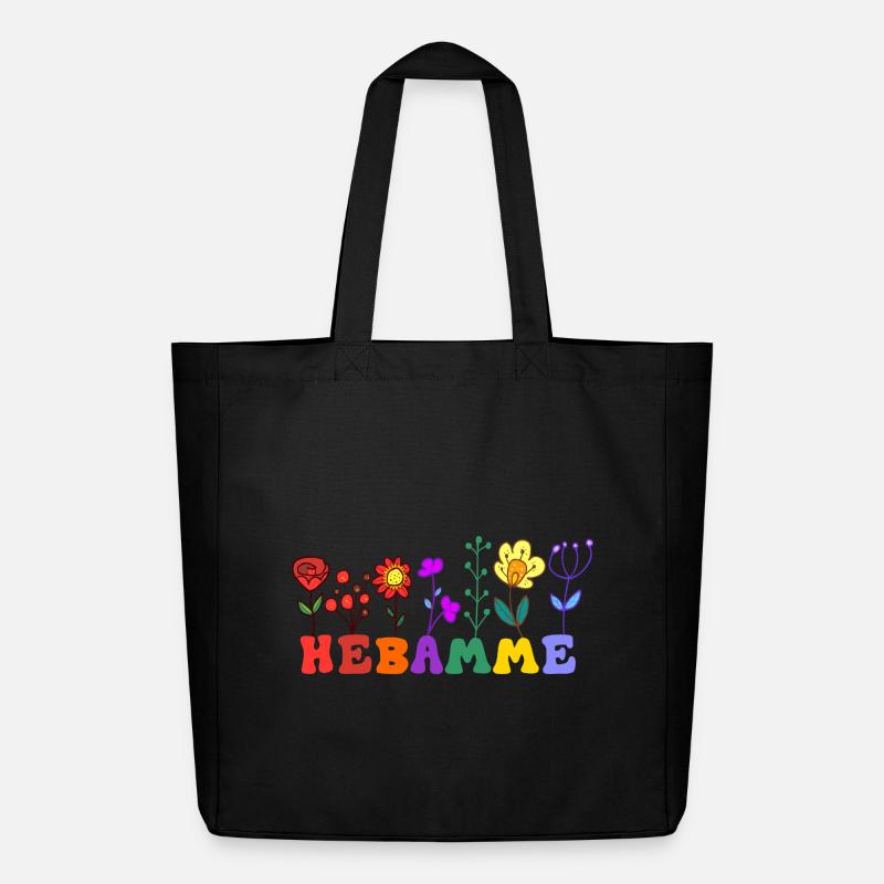 Hebamme mit Blumen Geburtshilfe Geschenk Spruch - Midweight recycelter Stoffbeutel von Stanley/Stella - Schwarz