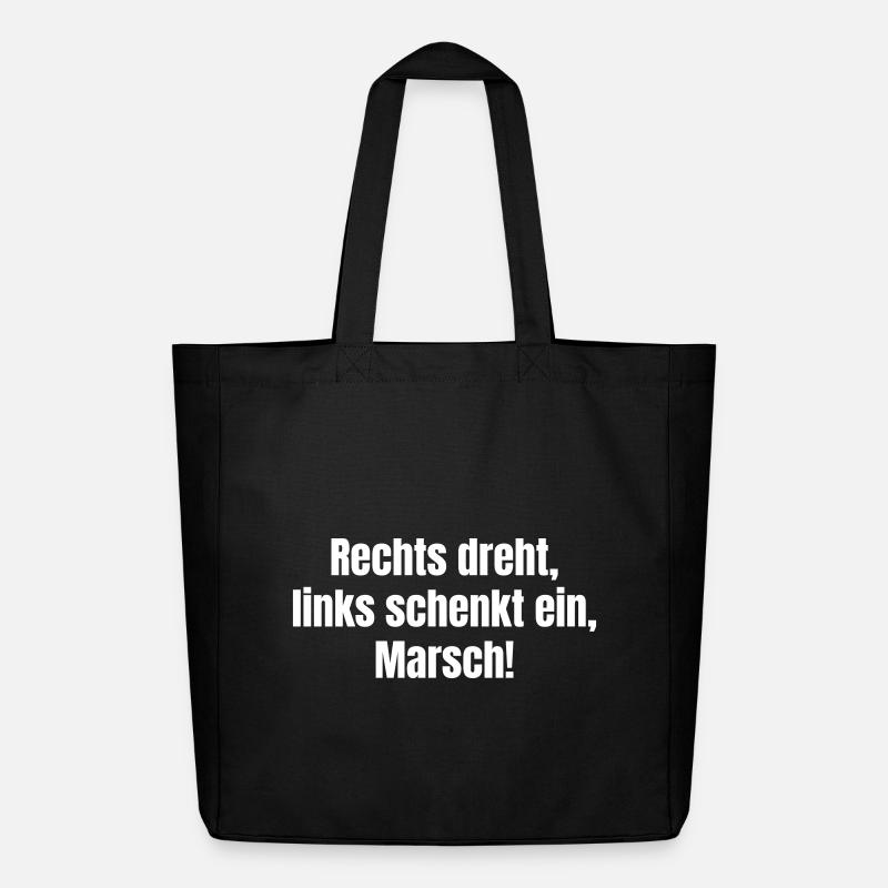 Rechts dreht, Links schenkt ein, Marsch! - Midweight recycelter Stoffbeutel von Stanley/Stella - Schwarz