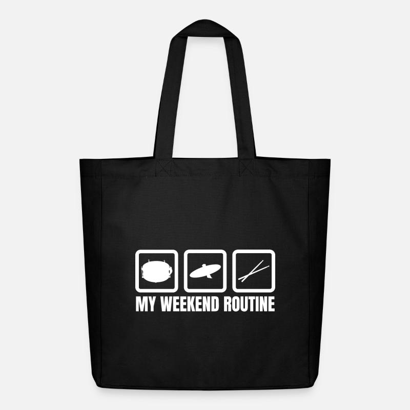 Drummer Weekend Routine - Midweight Recycled Tote Bag by Stanley/Stella - black