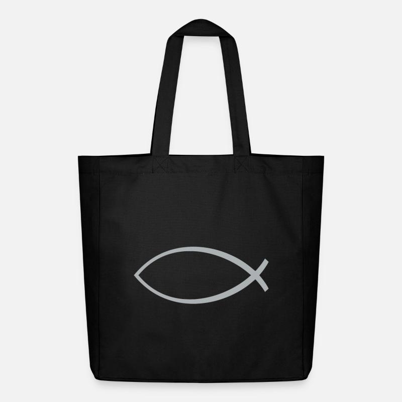 Ichtus poisson argent - Tote bag Stanley/Stella Midweight recyclé - noir