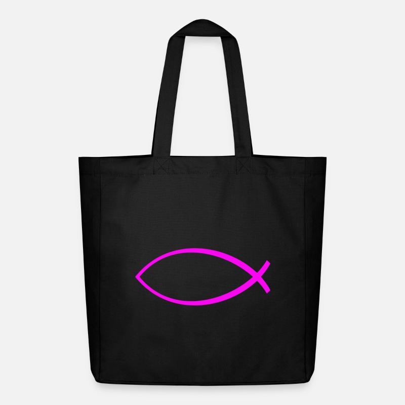 Ichtus fish solid pink - Midweight Recycled Tote Bag by Stanley/Stella - black