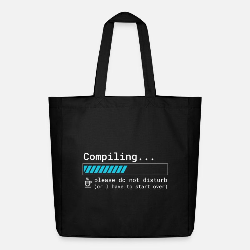 Lustiges Programmierer T-Shirt - Compiling Please  - Midweight recycelter Stoffbeutel von Stanley/Stella - Schwarz