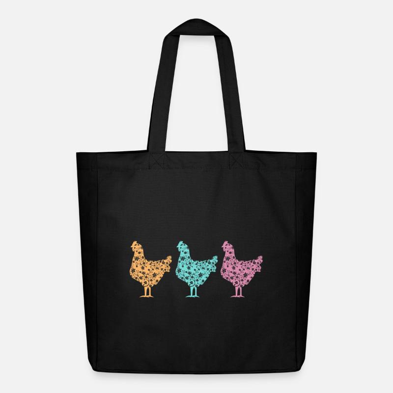 Fans de poulet - Coq - Coq - Poulet fleur - Bio - Tote bag Stanley/Stella Midweight recyclé - noir