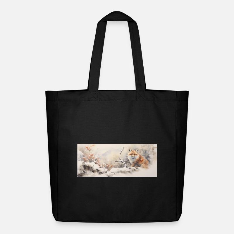 Mignon petit renard - Tote bag Stanley/Stella Midweight recyclé - noir