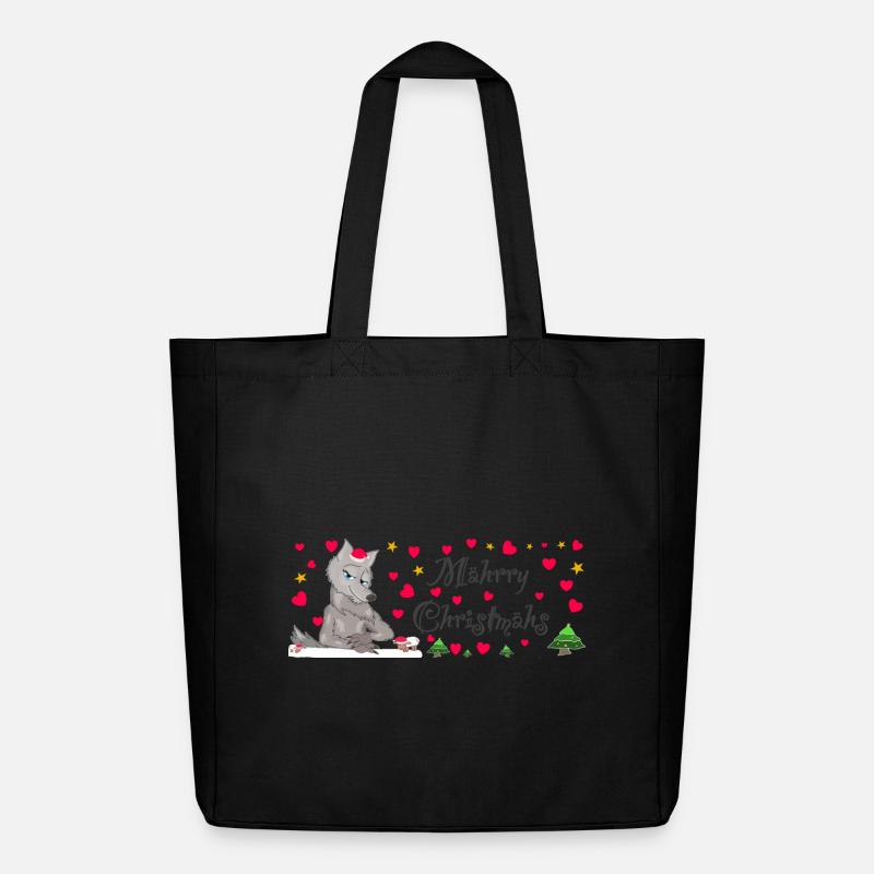 Kultiger Wolf Weihnachten, MÄHrry Christmähs Herz - Midweight recycelter Stoffbeutel von Stanley/Stella - Schwarz