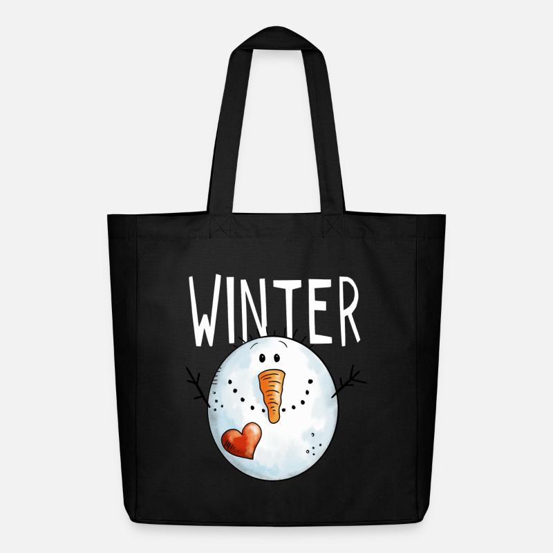 Winter Schneemann - Schneemänner - Schnee - Kälte - Midweight recycelter Stoffbeutel von Stanley/Stella - Schwarz