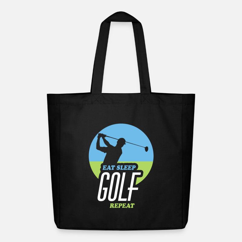 Eating, Sleeping, Golfing, Repeating - Midweight Recycled Tote Bag by Stanley/Stella - black